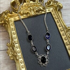 Elegant Silver and Blue Glass Necklace